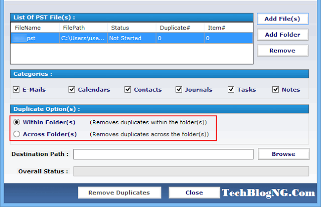 Outlook Duplicates Remover -TechBlogng.com