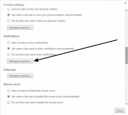 stop unwanted notifications to chrome