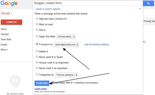 forward contact form messages to business email