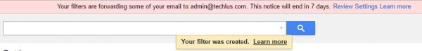 Gmail filter was created