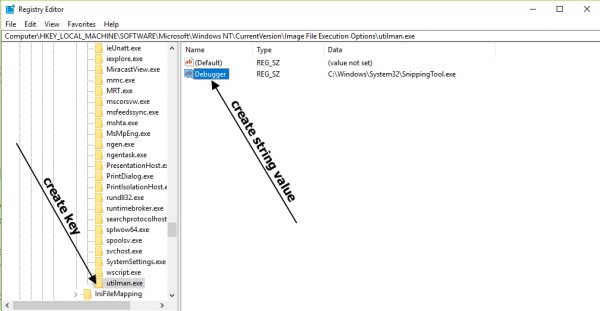 create registry key for login screen screenshot