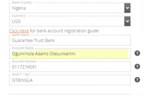 add bank details to payoneer