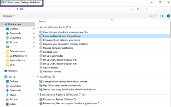 Godmode in Windows